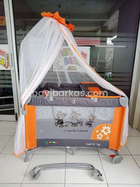 Box Bayi / Tempat Tidur Bayi Parasut 'CREATIVE BABY 808 R" Abu Orange *SECOND (BP. KFA)