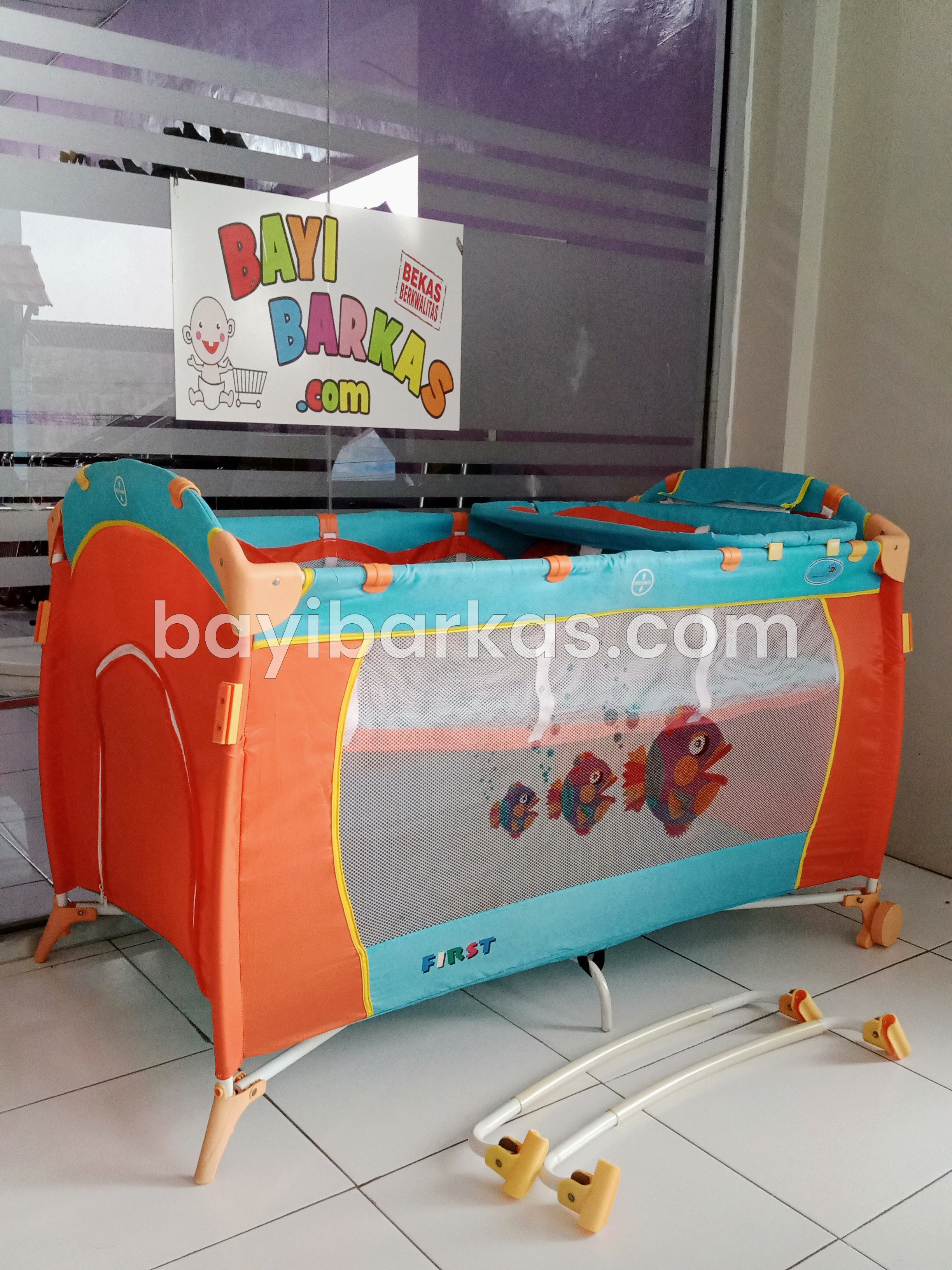 Box Bayi / Tempat Tidur Bayi Parasut L'ABEILLE "FIRST" Biru Orange *SECOND