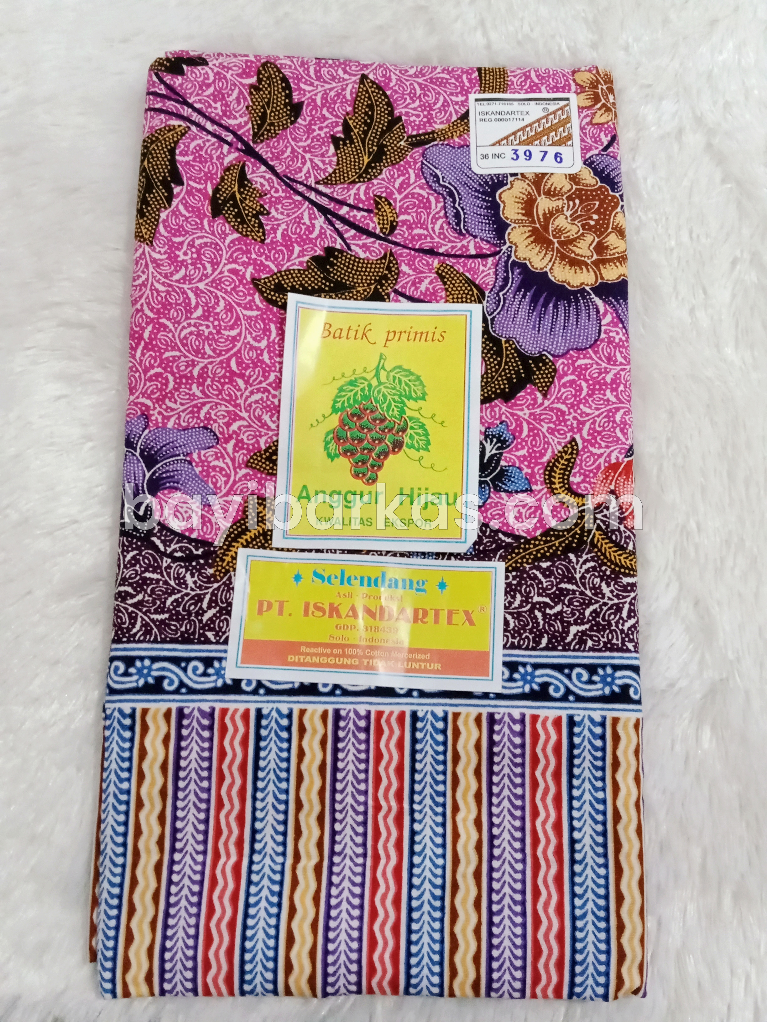 Gendongan Jarik Bayi BATIK PRIMIS ANGGUR HIJAU (Pink) *EX-KADO