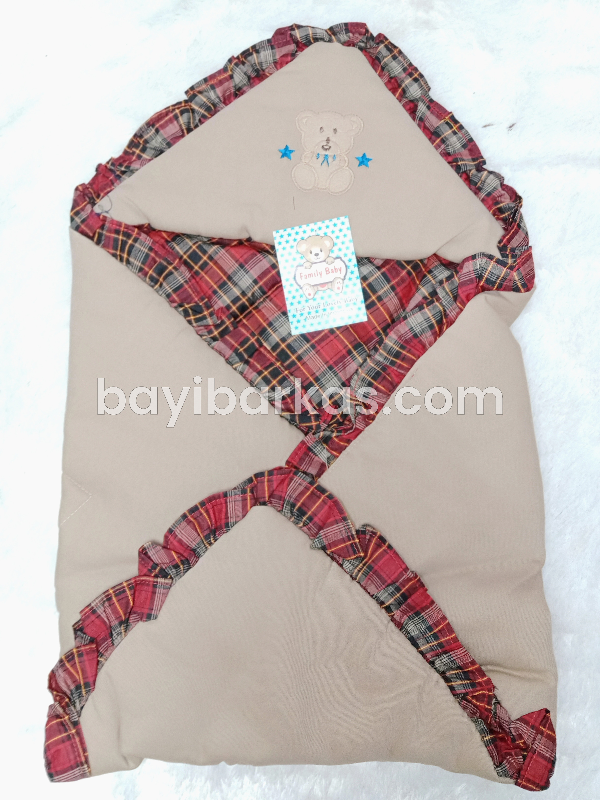 Selimut Tudung Bayi Merek Family Baby Biru dan Cream *NEW (TJ.144-4/NA)